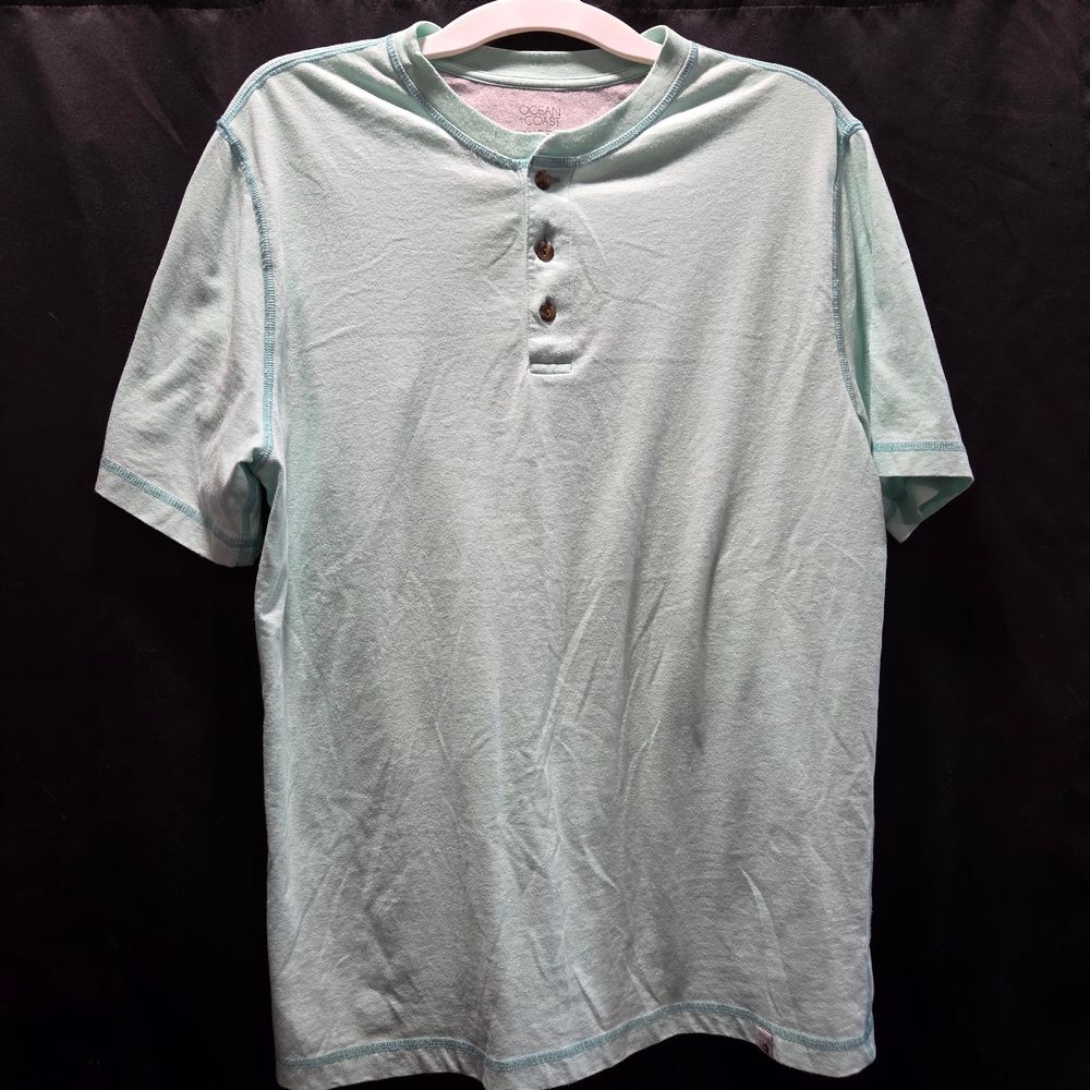Ocean + Coast Mens Jasper Henley Sz M Mint Green Coastal Gorpcore Soft Boy Shirt